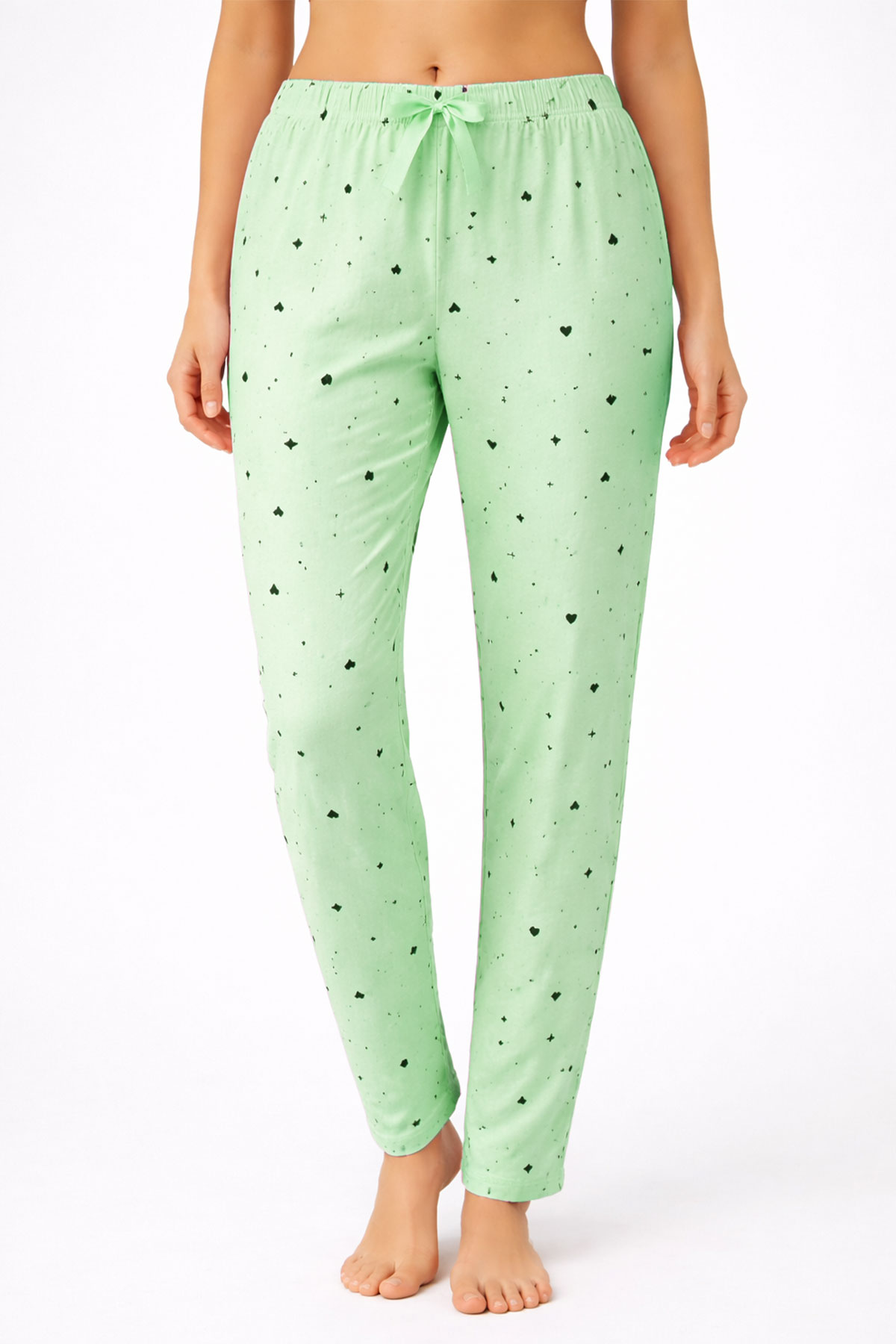 Pijamoni Kadın Tek Alt Pijama Milan Viskon Kumaş - Açık Yeşil/3 - Thumbnail