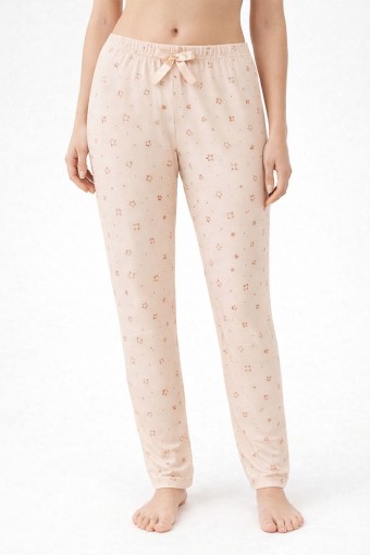 PİJAMONİ - Pijamoni Kadın Tek Alt Pijama Milan Viskon Kumaş - Bej