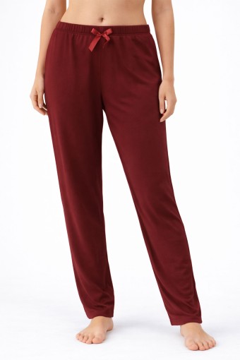 PİJAMONİ - Pijamoni Kadın Tek Alt Pijama Milan Viskon Kumaş - Bordo/1