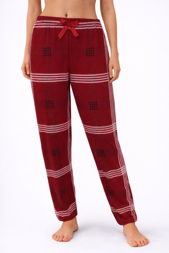 PİJAMONİ - Pijamoni Kadın Tek Alt Pijama Milan Viskon Kumaş - Bordo/4