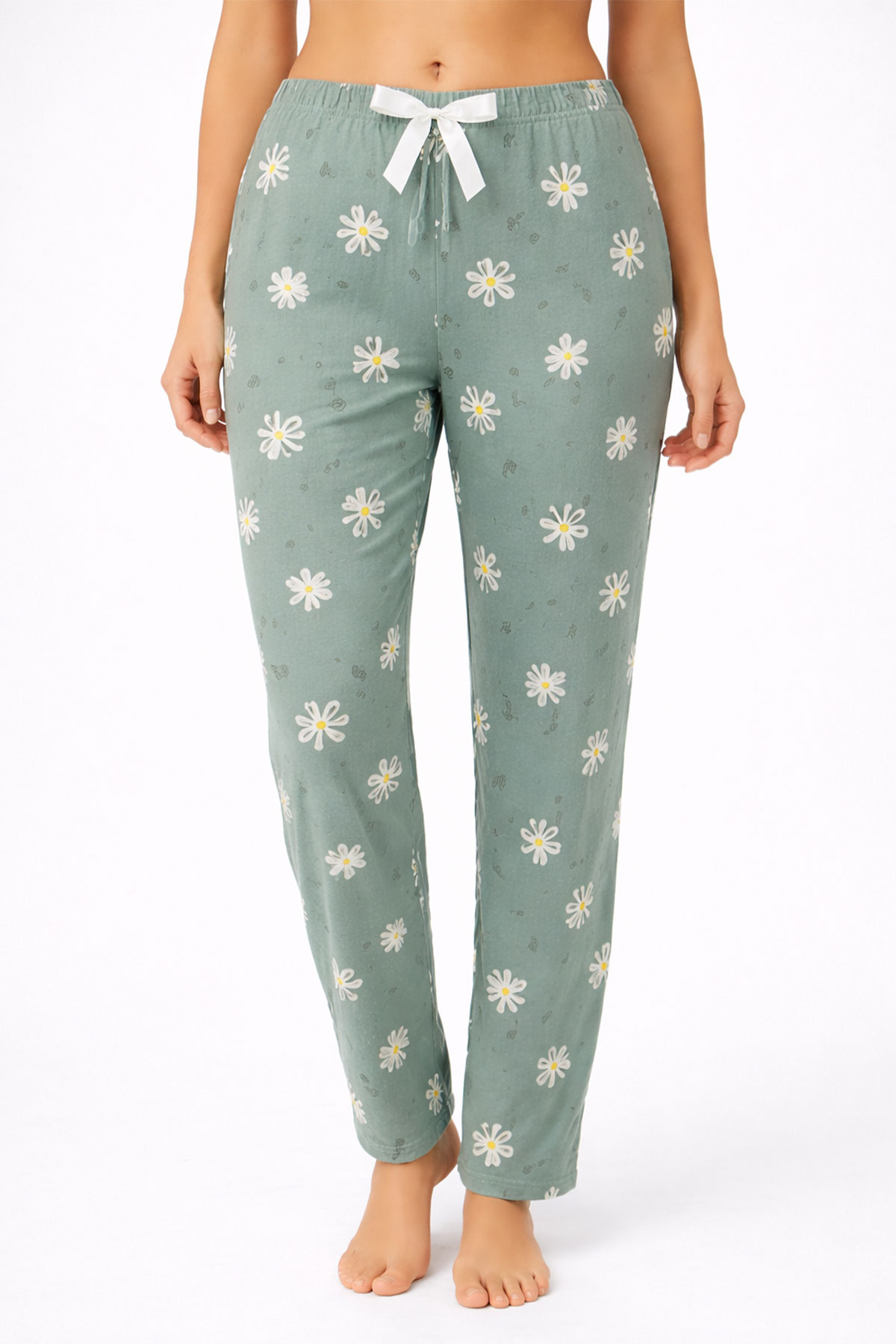 Pijamoni Kadın Tek Alt Pijama Milan Viskon Kumaş - Çağla Yeşili/5 - Thumbnail