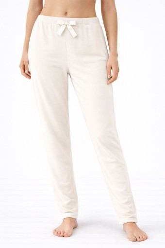PİJAMONİ - Pijamoni Kadın Tek Alt Pijama Milan Viskon Kumaş - Ekru
