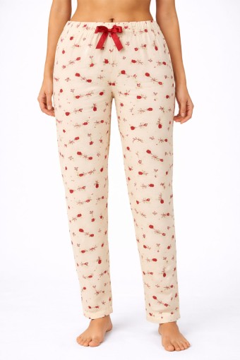 PİJAMONİ - Pijamoni Kadın Tek Alt Pijama Milan Viskon Kumaş - Ekru/2