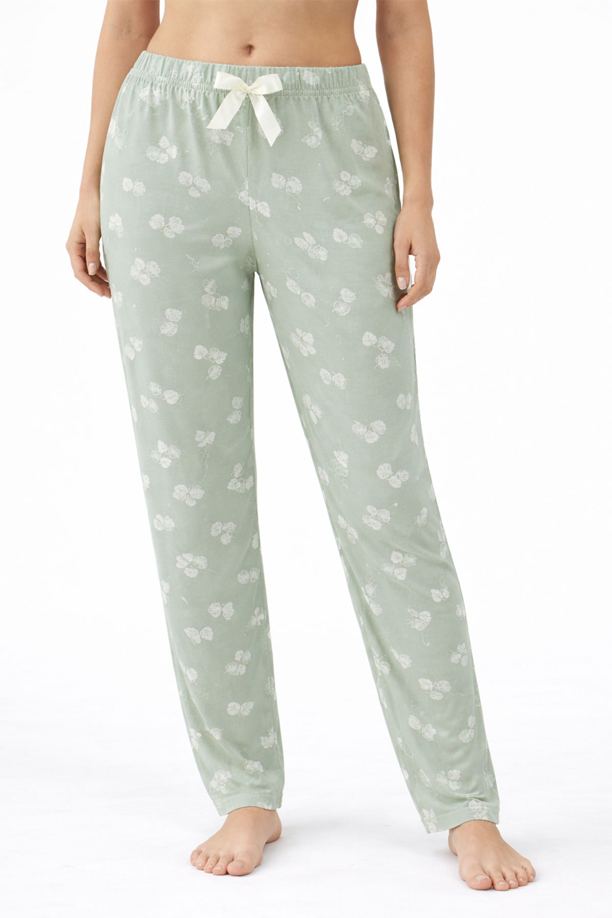 Pijamoni Kadın Tek Alt Pijama Milan Viskon Kumaş - Fıstık Yeşili - Thumbnail