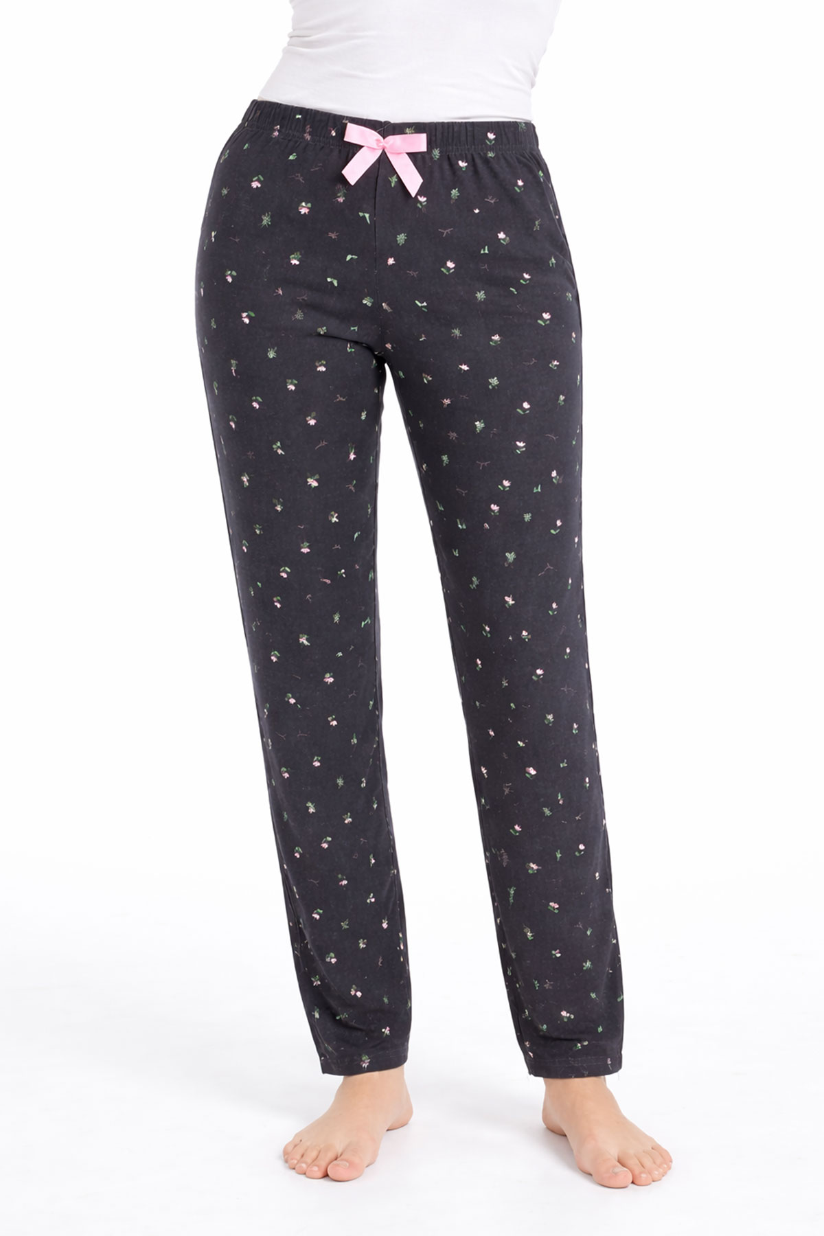 Pijamoni Kadın Tek Alt Pijama Milan Viskon Kumaş - Füme/1 - Thumbnail