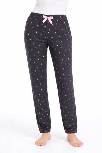 PİJAMONİ - Pijamoni Kadın Tek Alt Pijama Milan Viskon Kumaş - Füme/1