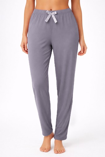 PİJAMONİ - Pijamoni Kadın Tek Alt Pijama Milan Viskon Kumaş - Füme/4