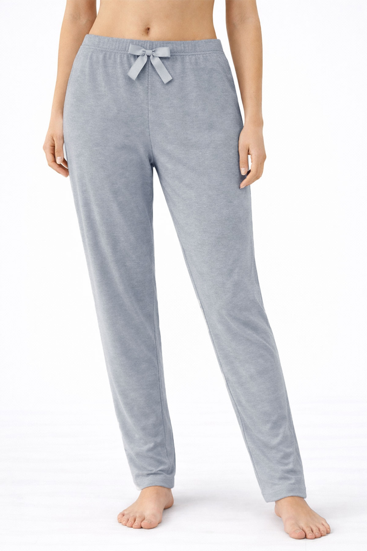 Pijamoni Kadın Tek Alt Pijama Milan Viskon Kumaş - Gri - Thumbnail