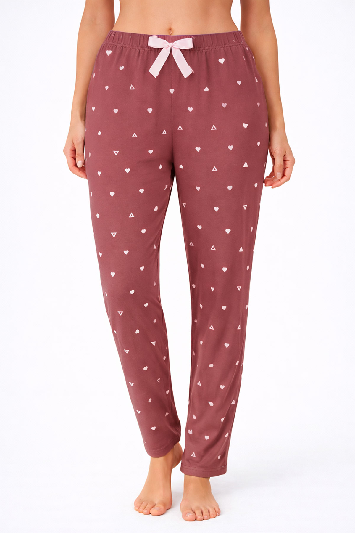 Pijamoni Kadın Tek Alt Pijama Milan Viskon Kumaş - Gülkurusu/10 - Thumbnail