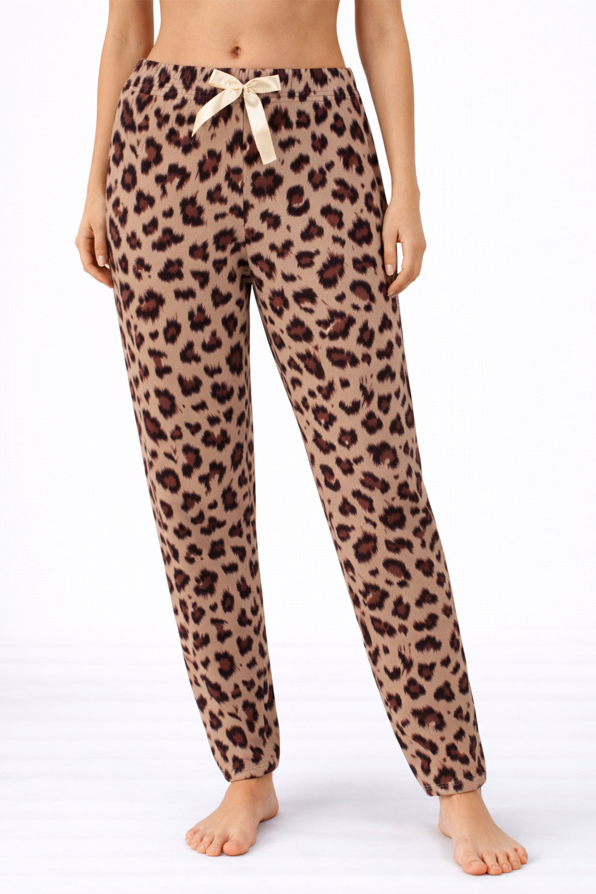 Pijamoni Kadın Tek Alt Pijama Milan Viskon Kumaş - Kahverengi - Thumbnail