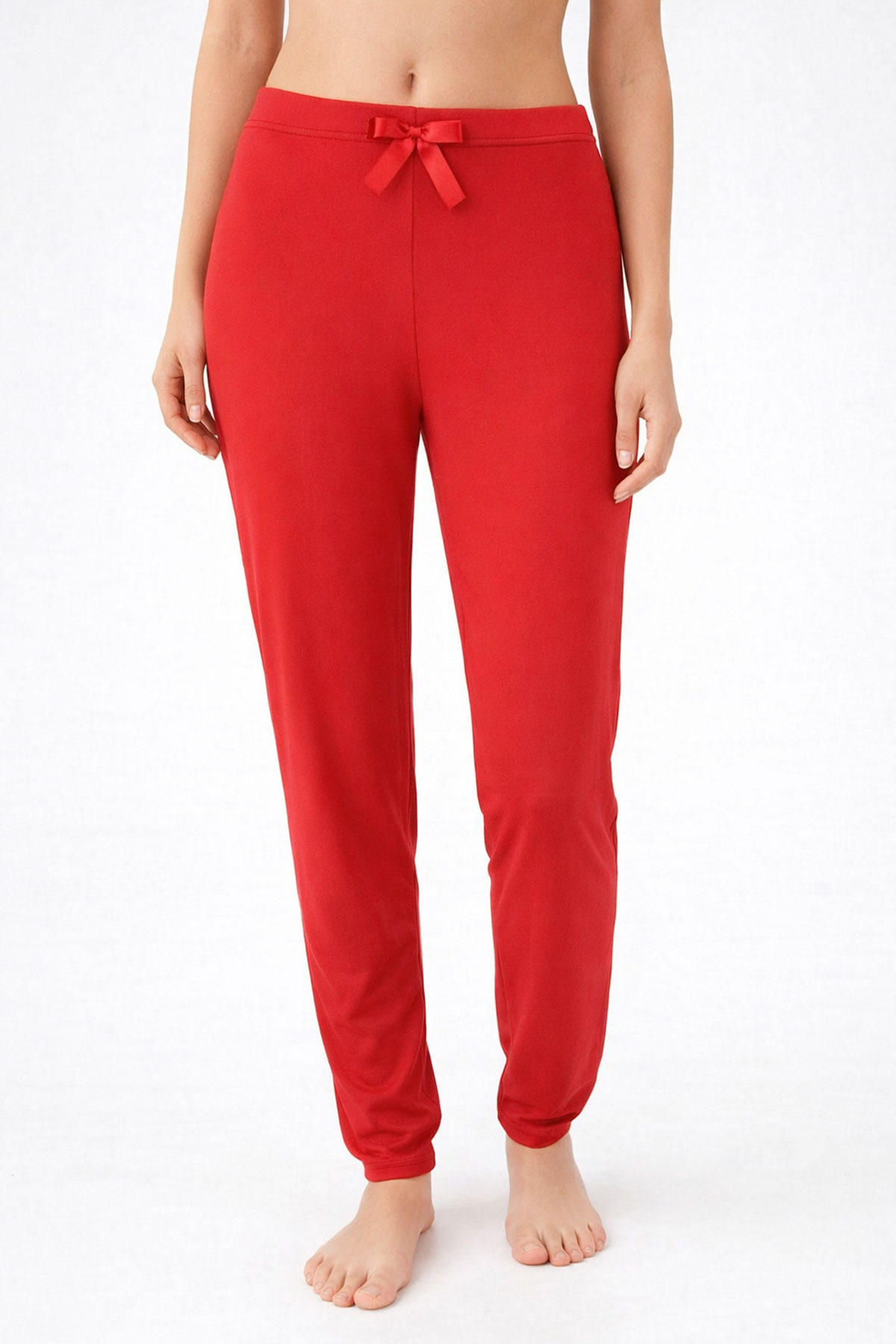 Pijamoni Kadın Tek Alt Pijama Milan Viskon Kumaş - KIRMIZI/2 - Thumbnail