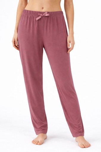 PİJAMONİ - Pijamoni Kadın Tek Alt Pijama Milan Viskon Kumaş - Koyu Gül Kurusu