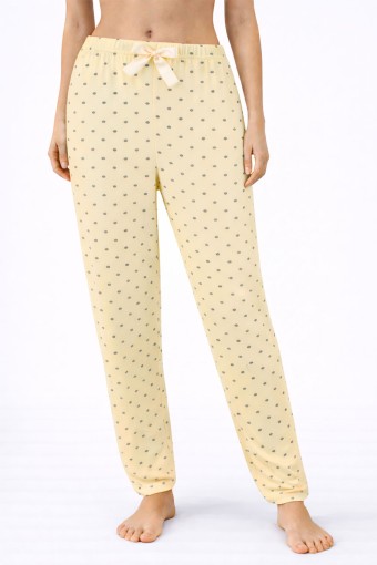PİJAMONİ - Pijamoni Kadın Tek Alt Pijama Milan Viskon Kumaş - Krem