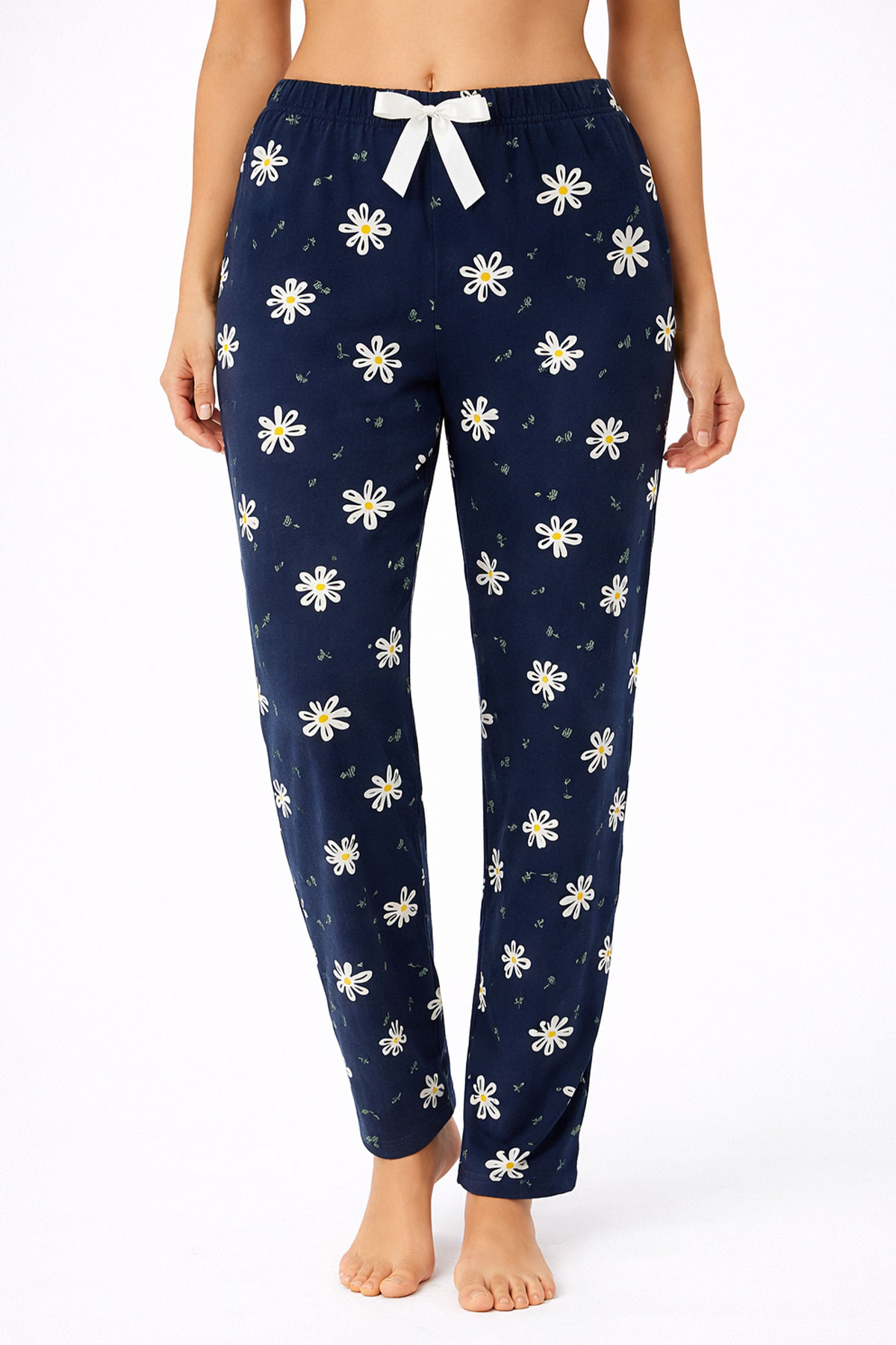 Pijamoni Kadın Tek Alt Pijama Milan Viskon Kumaş - Lacivert/6 - Thumbnail