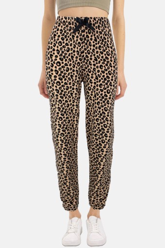 PİJAMONİ - Pijamoni Kadın Tek Alt Pijama Milan Viskon Kumaş - Leopar