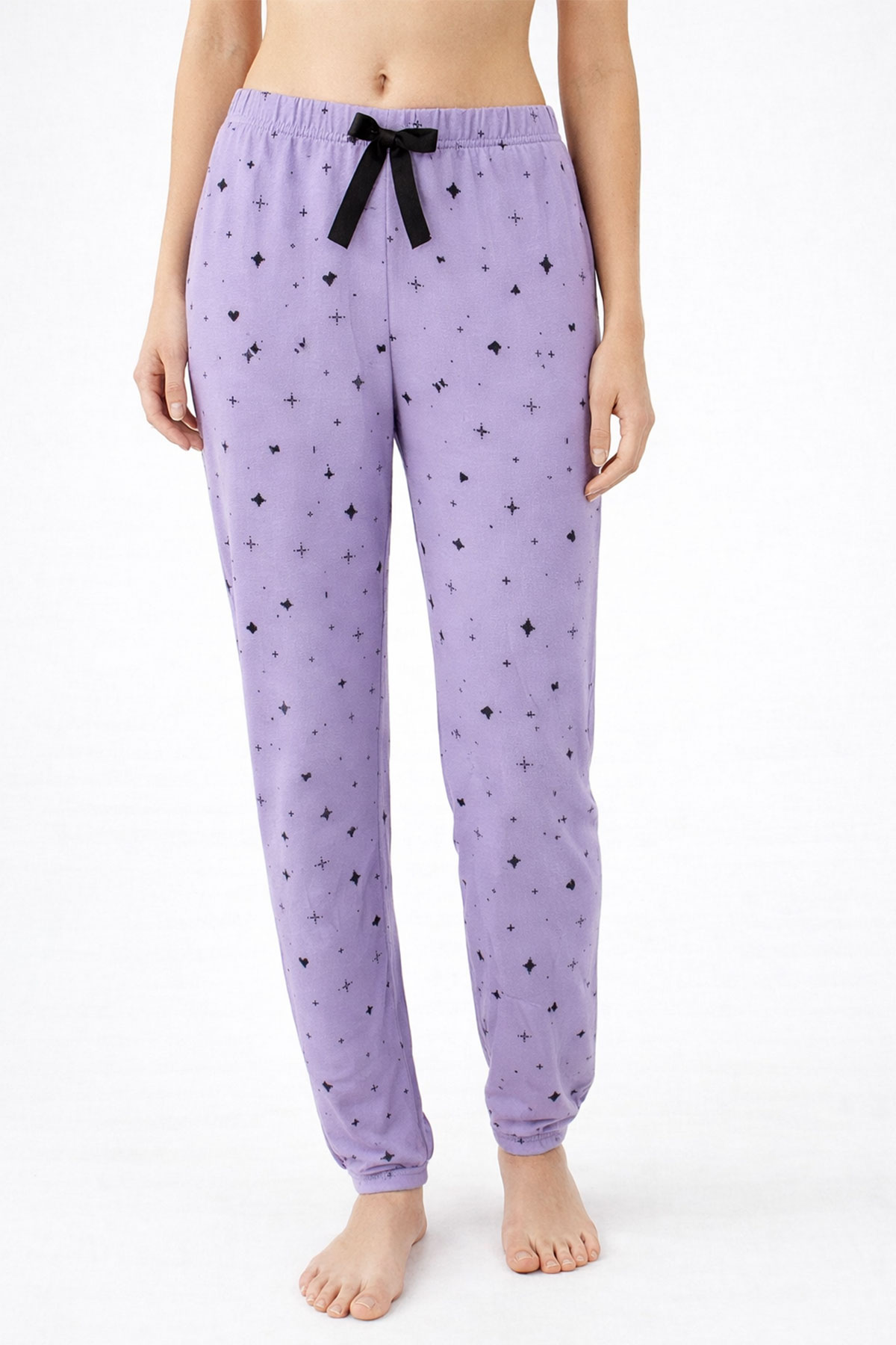 Pijamoni Kadın Tek Alt Pijama Milan Viskon Kumaş - Lila/2 - Thumbnail