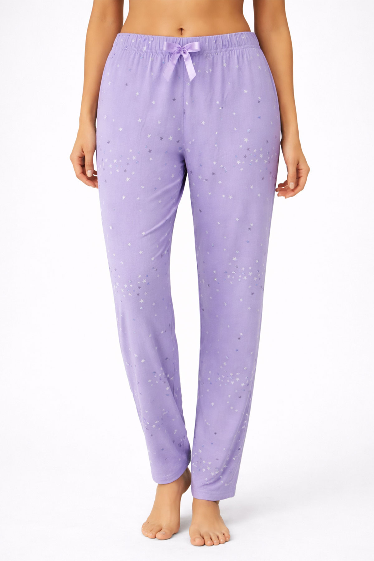 Pijamoni Kadın Tek Alt Pijama Milan Viskon Kumaş - Lila/5 - Thumbnail