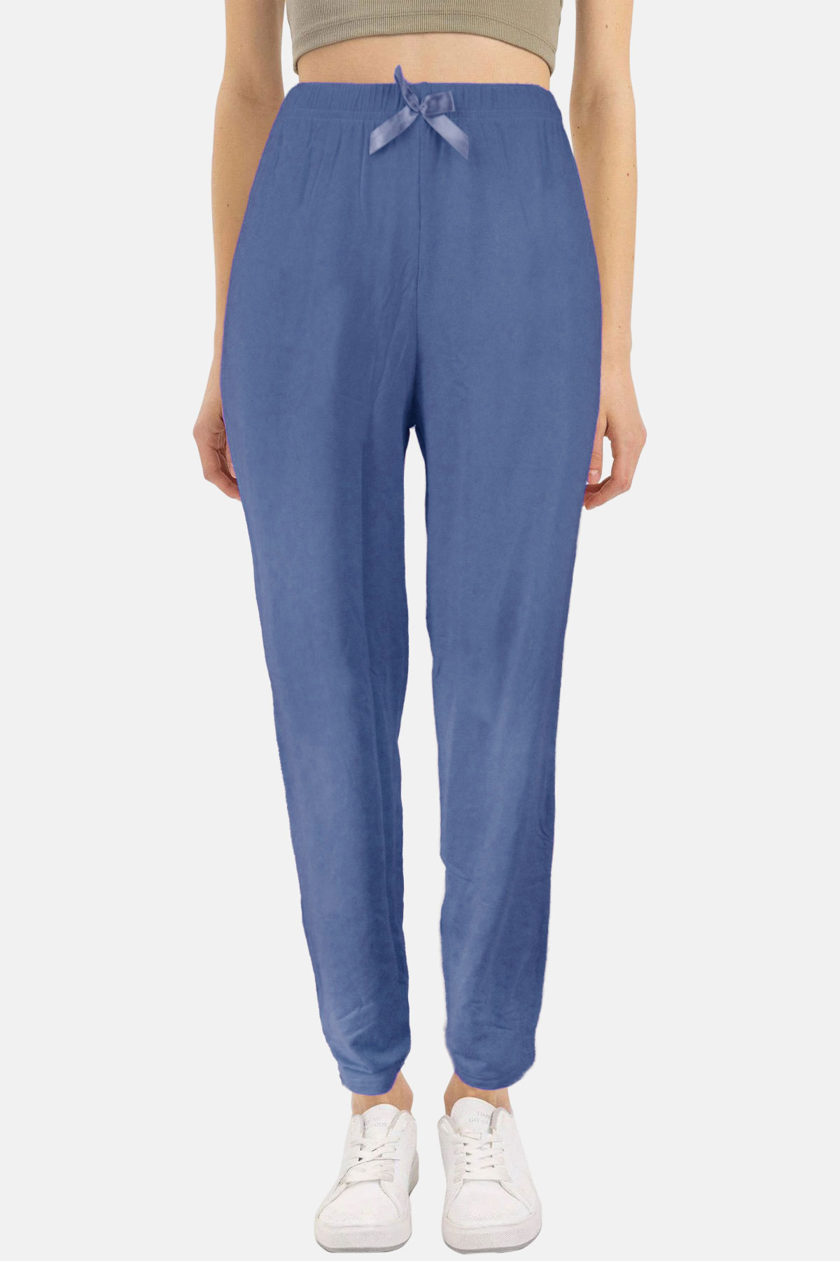 Pijamoni Kadın Tek Alt Pijama Milan Viskon Kumaş - Mavi/1 - Thumbnail