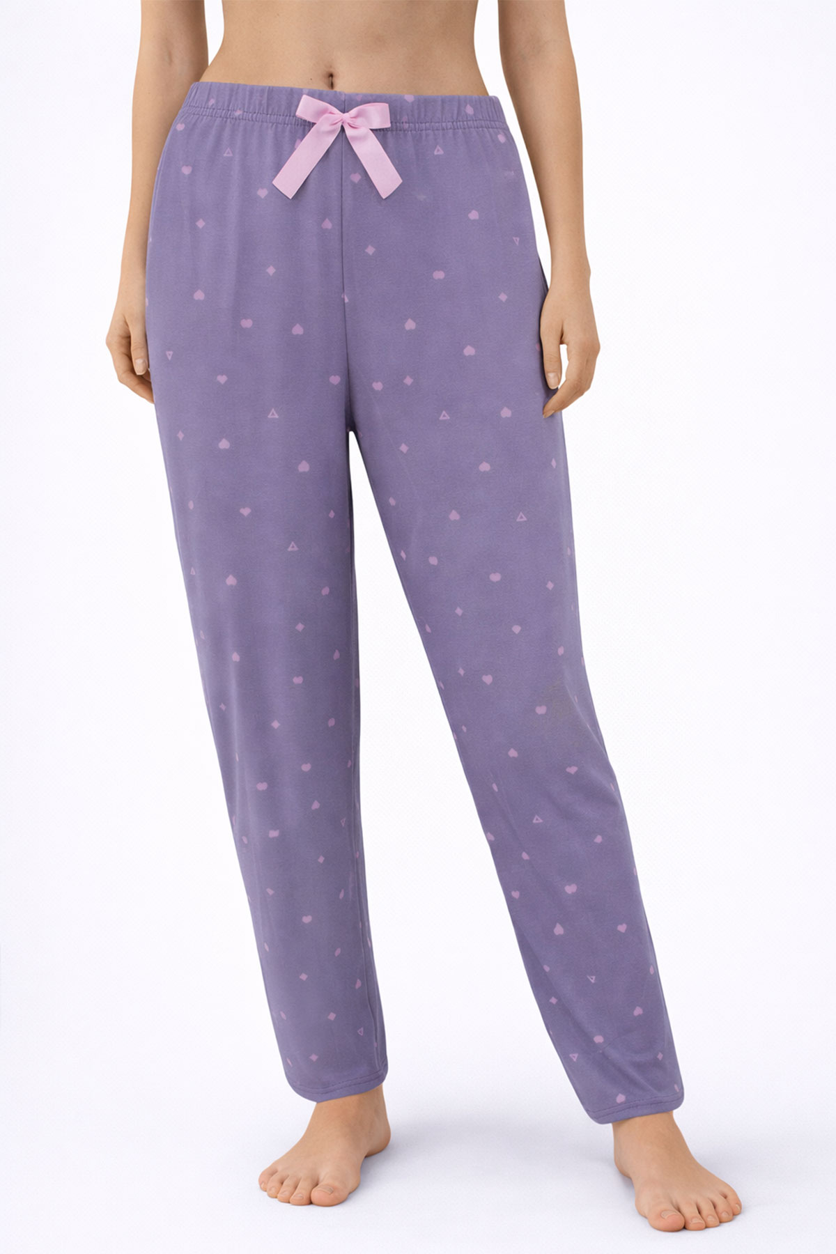 Pijamoni Kadın Tek Alt Pijama Milan Viskon Kumaş - Mor/2 - Thumbnail