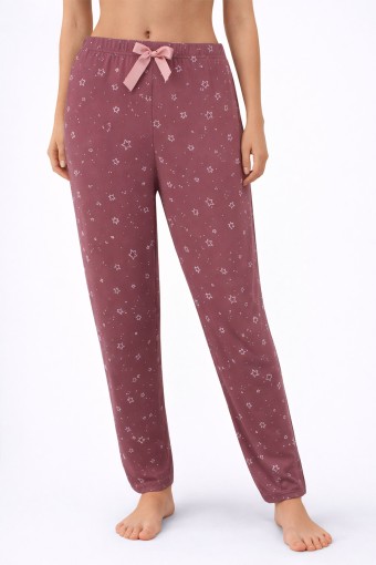 PİJAMONİ - Pijamoni Kadın Tek Alt Pijama Milan Viskon Kumaş - Mürdüm/4