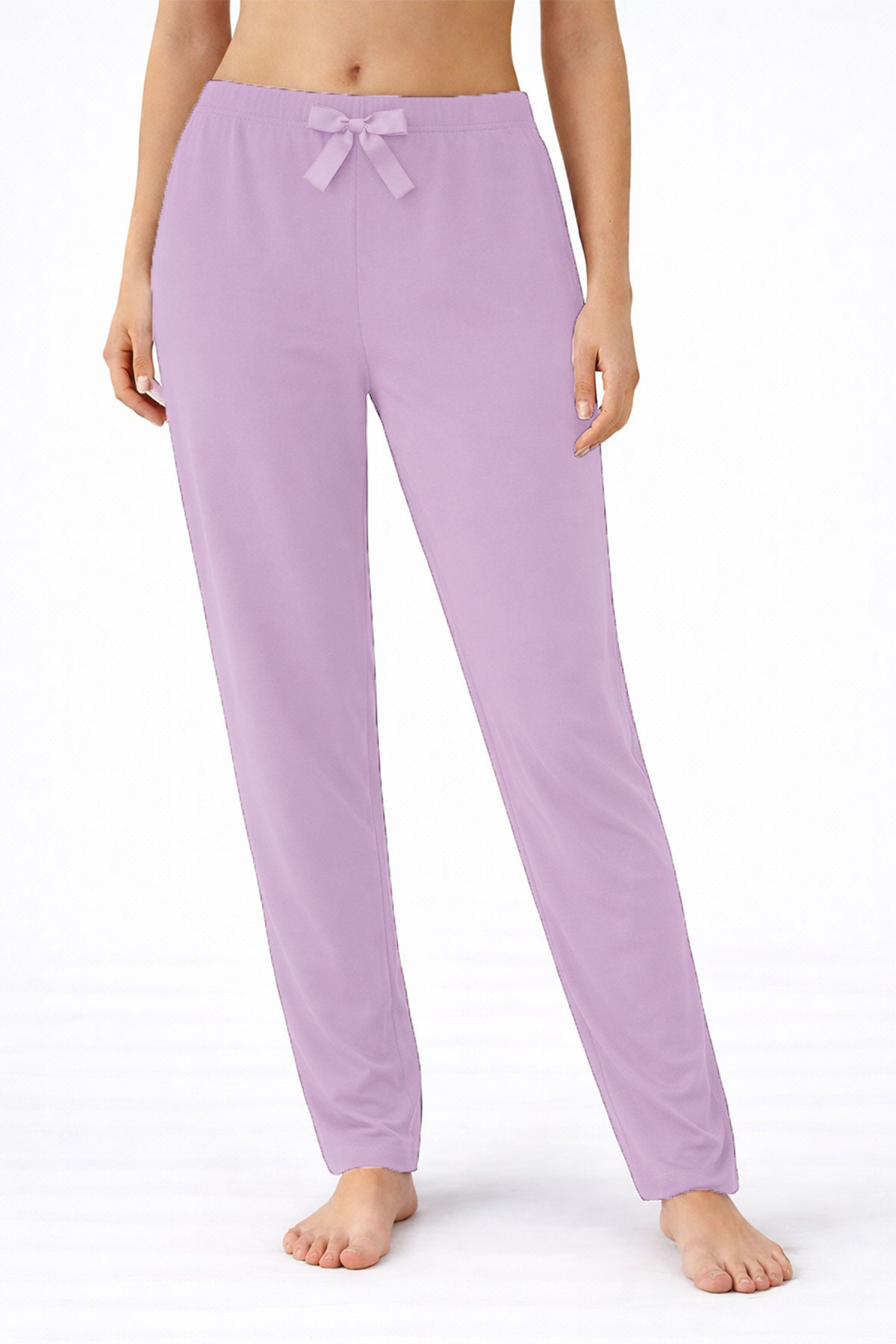 Pijamoni Kadın Tek Alt Pijama Milan Viskon Kumaş - Pembe - Thumbnail