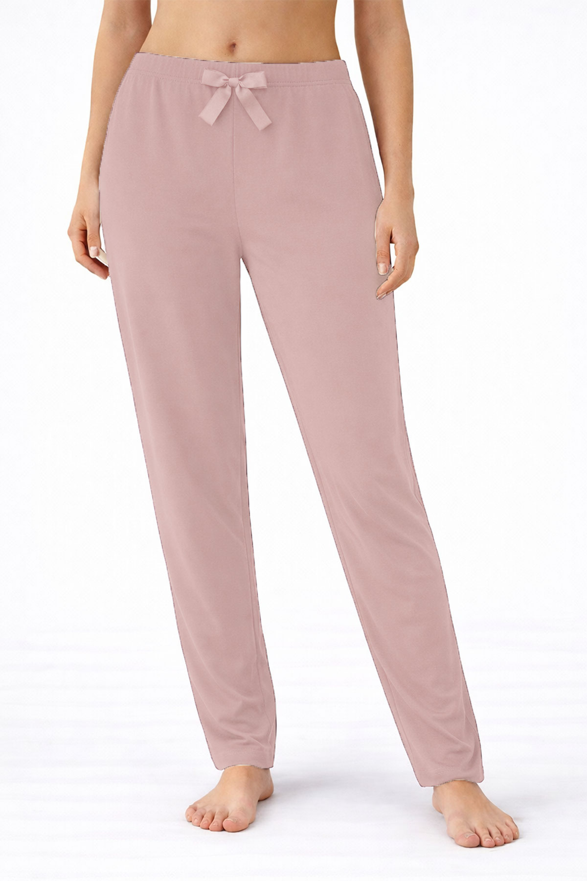 Pijamoni Kadın Tek Alt Pijama Milan Viskon Kumaş - Somon/1 - Thumbnail