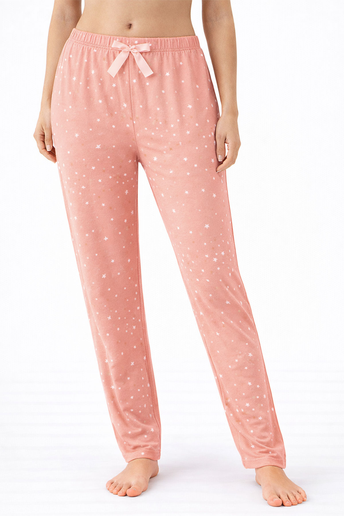 Pijamoni Kadın Tek Alt Pijama Milan Viskon Kumaş - Somon/2 - Thumbnail