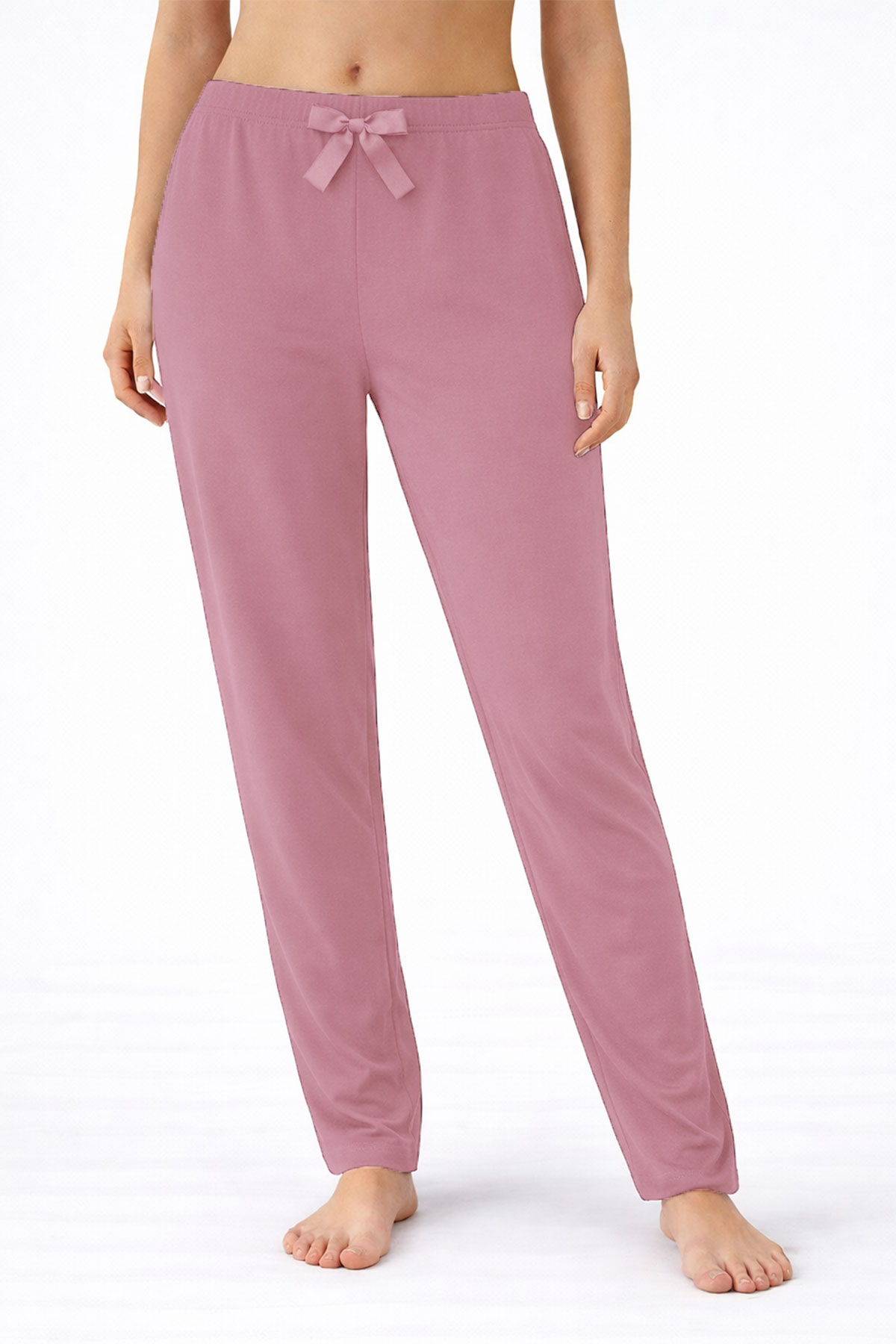 Pijamoni Kadın Tek Alt Pijama Milan Viskon Kumaş - Somon/3 - Thumbnail