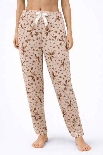 PİJAMONİ - Pijamoni Kadın Tek Alt Pijama Milan Viskon Kumaş - Sütlü Kahve