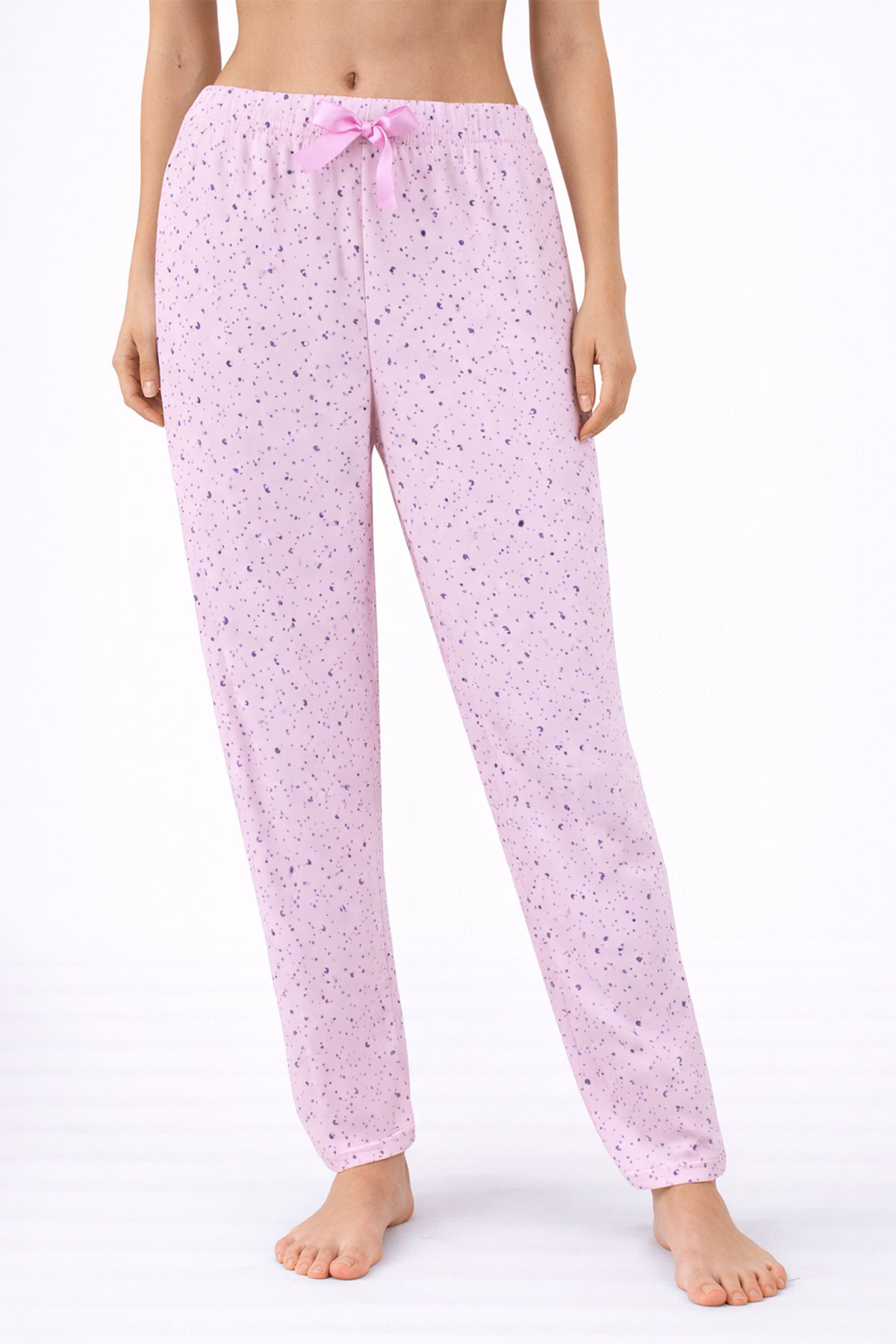 Pijamoni Kadın Tek Alt Pijama Milan Viskon Kumaş - Toz Pembe/4 - Thumbnail