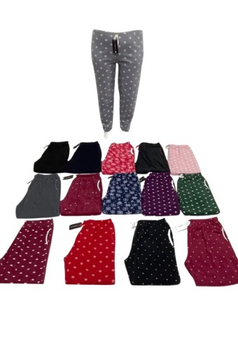 PİJAMONİ - Pijamoni Kadın Tek Alt Pijama Polar Büyük Beden - Koyu Bordo