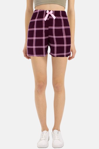 PİJAMONİ - Pijamoni Kadın Tek Alt Şort Milan - Mürdüm