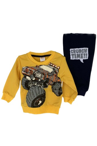 PINARCA EV GİYİM - Pınarca Bebek Araba Desenli Pijama Takımı - Sarı