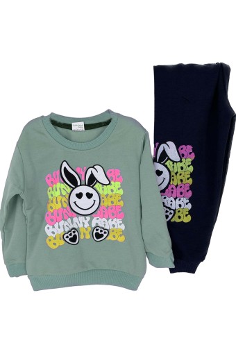 PINARCA EV GİYİM - Pınarca Bebek Gülen Tavşan Desenli - Yeşil