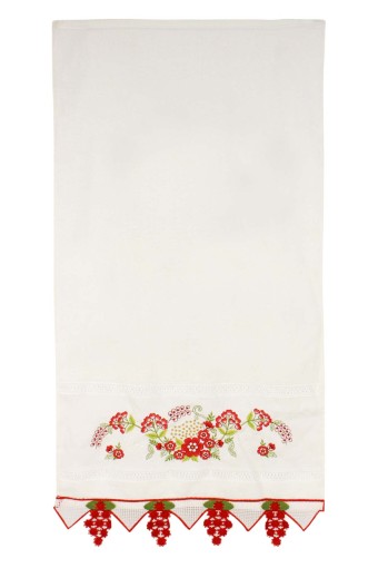 PINARCA HAVLU - Pınarca Bukle Nakışlı Dantelli El Yüz Havlusu 50x90