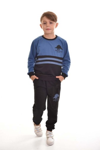 PINARCA EV GİYİM - PINARCA Erkek Çocuk Stegosaurus Pijama Takımı - Lacivert