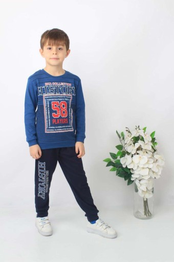 PINARCA EV GİYİM - Pınarca Erkek Çocuk 58 Baskılı Pijama Takımı - Lacivert