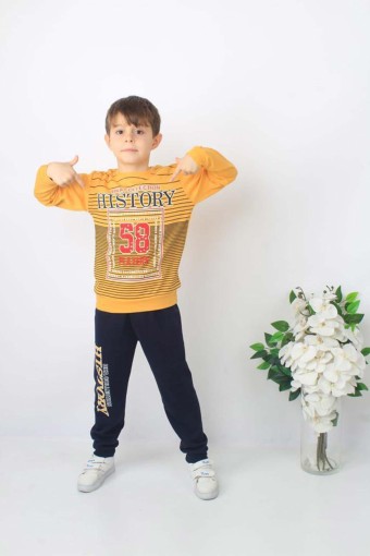 PINARCA EV GİYİM - Pınarca Erkek Çocuk 58 Baskılı Pijama Takımı - Sarı