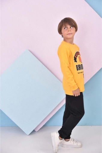 PINARCA-BEKA - Pınarca Erkek Çocuk Browns Baskılı Pijama Takımı - Sarı (1)
