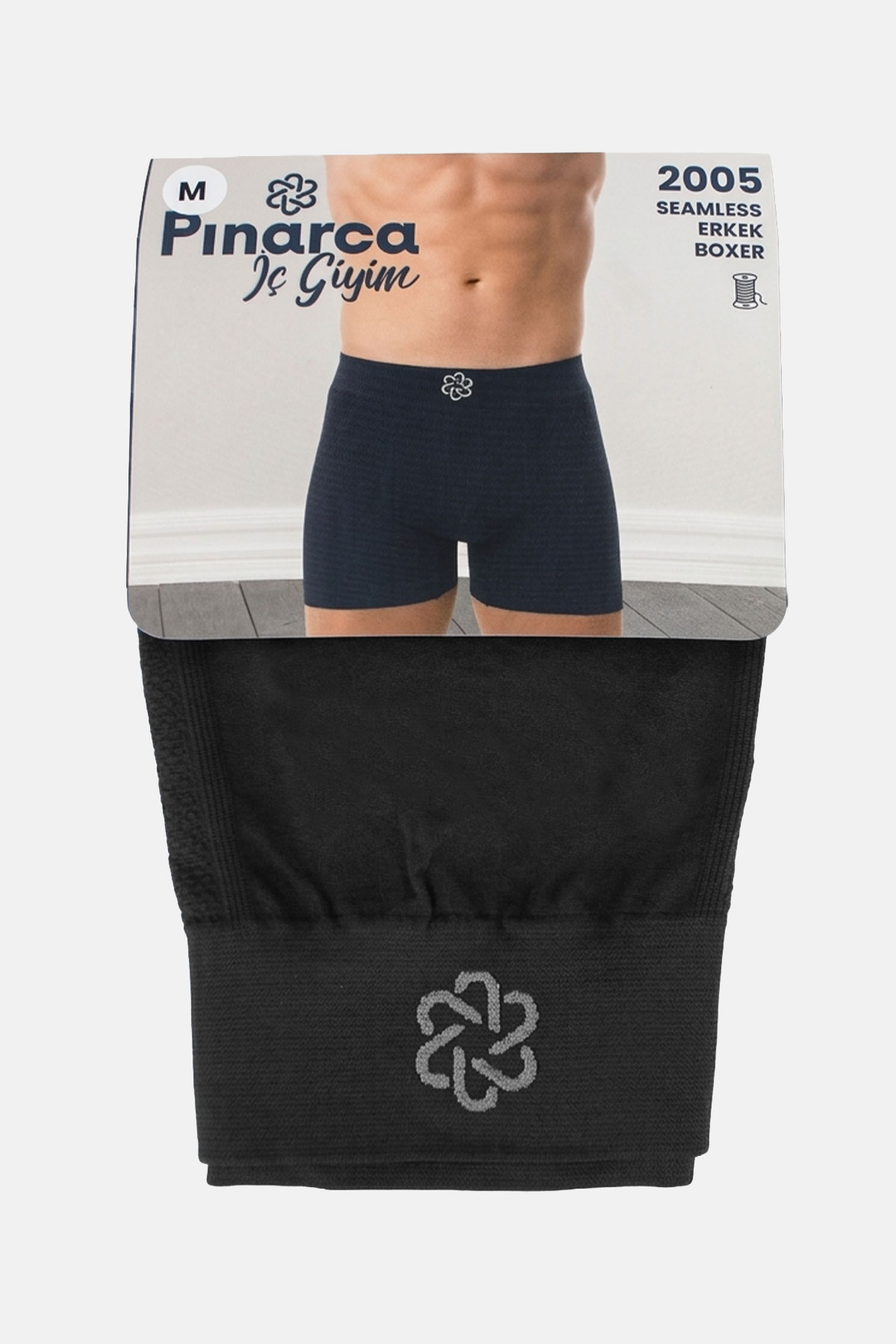 Pınarca Erkek Dikişsiz Boxer Seamless - Siyah - L - Thumbnail
