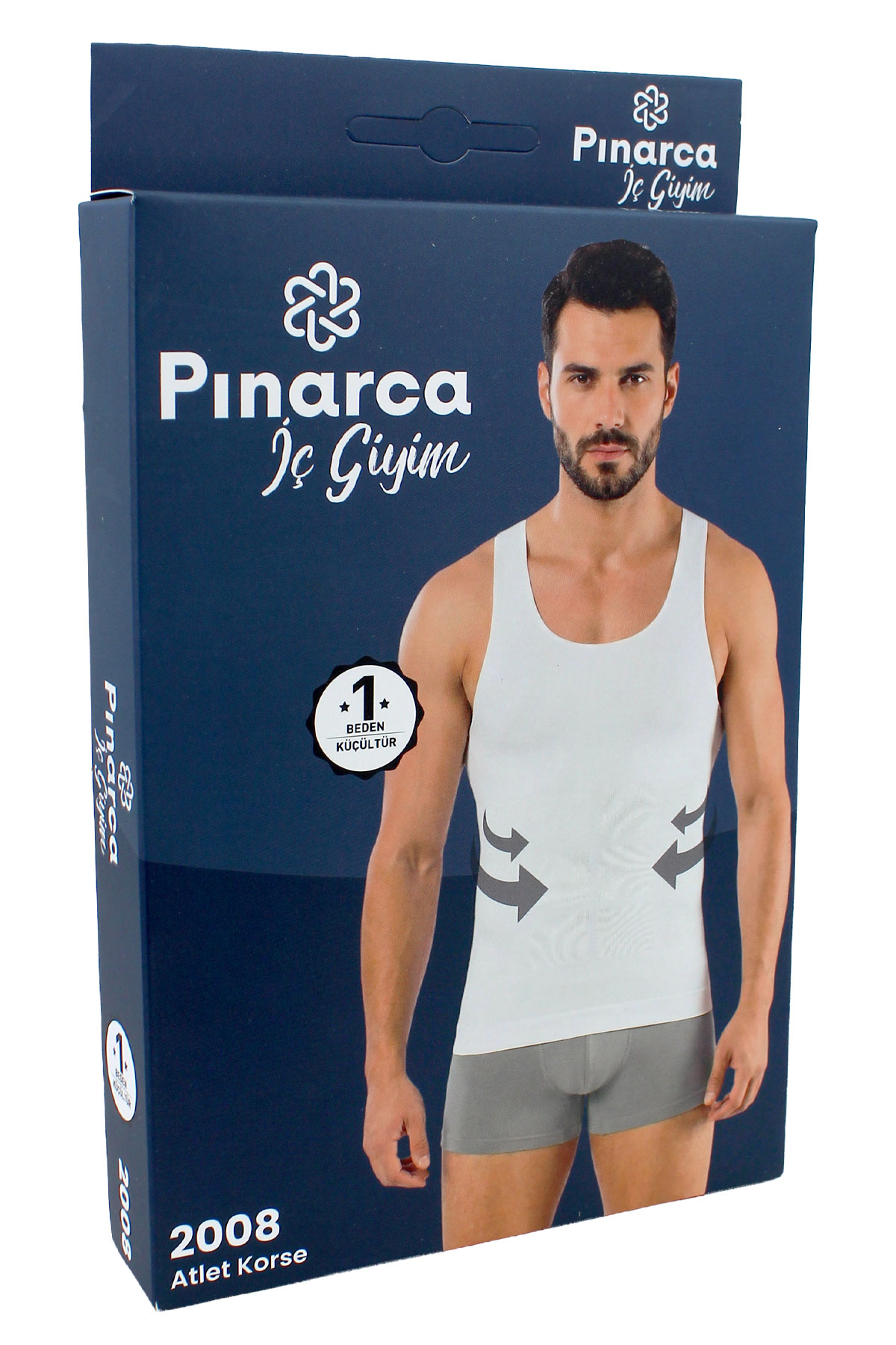 Pınarca Erkek Kalın Askılı Korse Atlet Toparlayıcı - Beyaz - 2XL - Thumbnail