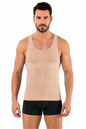 PINARCA KORSE - Pınarca Erkek Kalın Askılı Korse Atlet Toparlayıcı - Ten - 2XL