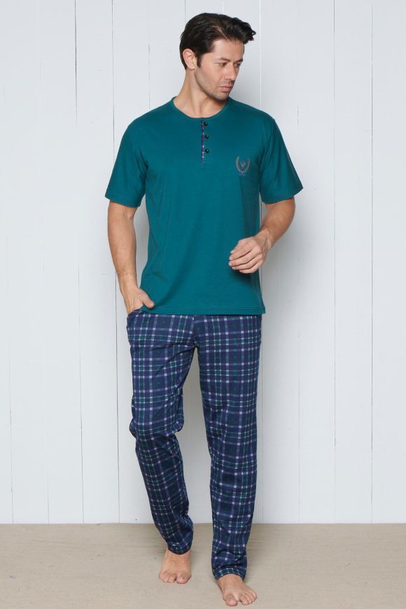 Pijalüx Tek Alt Ekose Kalın Poplin Kışlık Ev Pantalonu