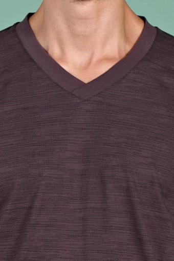 PINARCA EV GİYİM - Pınarca Erkek Pijama Takımı Uzun Kollu V Yaka Pamuklu - Kahve (1)