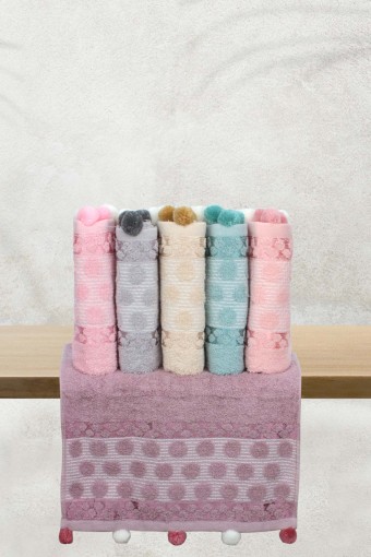 PINARCA HAVLU - Pınarca Kadife Nakışlı El İşi Ponponlu Mutfak Havlusu 30x50