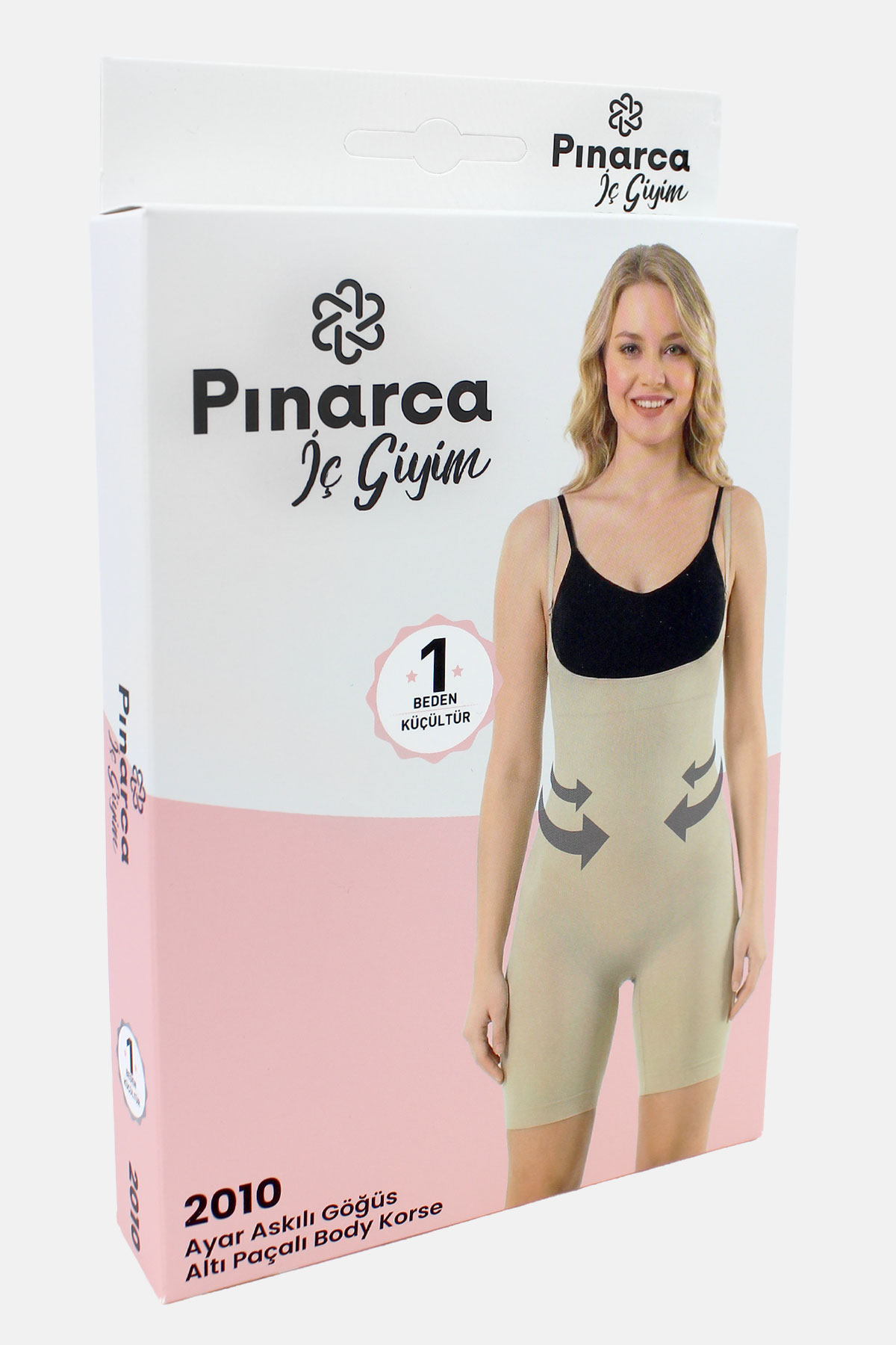 Pınarca Kadın Body Korse Göğüs Altı Paçalı Ayarlanabilir İp Askılı - Siyah - XL - Thumbnail