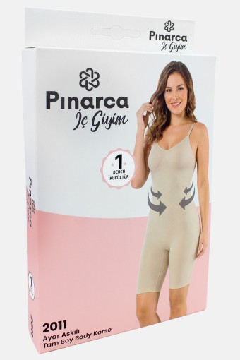 PINARCA KORSE - Pınarca Kadın Body Korse Tam Boy Paçalı Ayarlanabilir İp Askılı - Ten - L (1)