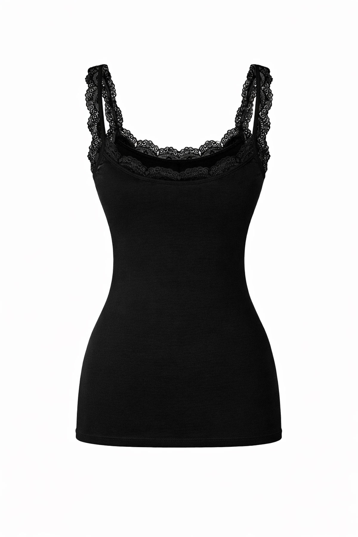 Pınarca Kadın Kalın Askılı Dantelli Modal Atlet - Thumbnail