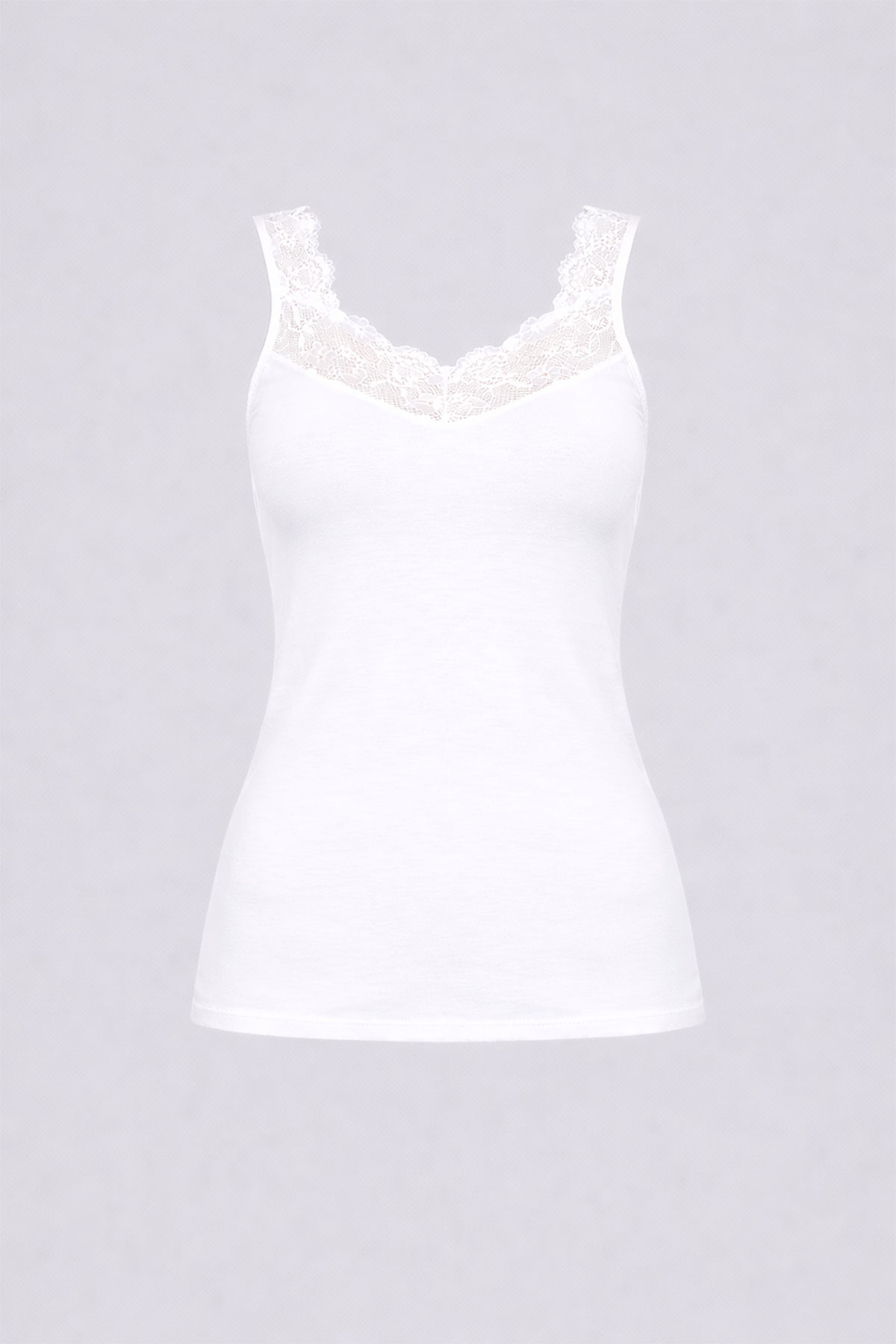 Pınarca Kadın Kalın Askılı Dantelli Modal Atlet - Thumbnail