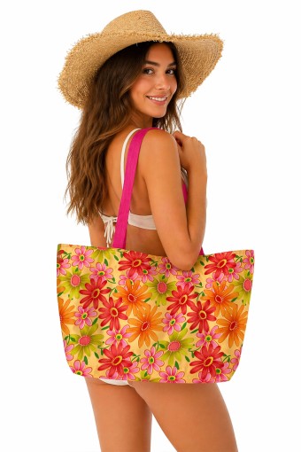 PINARCA PLAJ - Pınarca Kadın Plaj Çantası Desenli Küçük